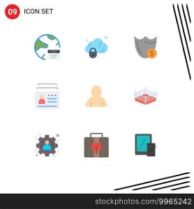 9 Universal Flat Colors Set for Web and Mobile Applications document, badge, secure, dollar, secure Editable Vector Design Elements