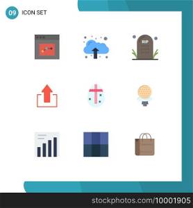 9 Universal Flat Colors Set for Web and Mobile Applications egg, upload, death, up, arrow Editable Vector Design Elements