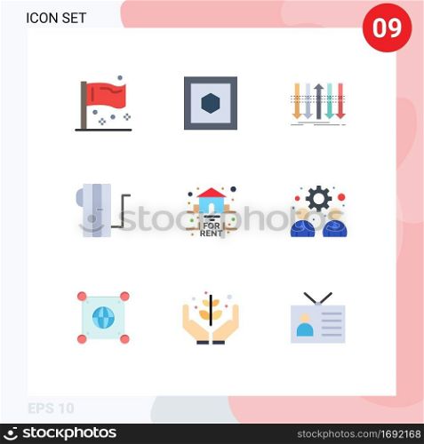 9 Universal Flat Colors Set for Web and Mobile Applications estate, heat, arrow, electric, individuality Editable Vector Design Elements