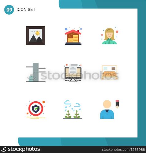 9 Universal Flat Colors Set for Web and Mobile Applications hotel, document, avatar, computer, manager Editable Vector Design Elements