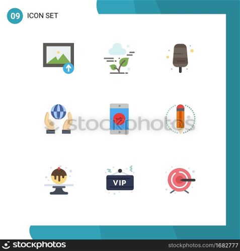 9 Universal Flat Colors Set for Web and Mobile Applications mobile application, right, food, application, energy Editable Vector Design Elements