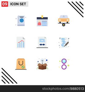 9 Universal Flat Colors Set for Web and Mobile Applications report, file, id, document, star Editable Vector Design Elements