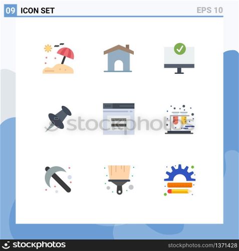 9 Universal Flat Colors Set for Web and Mobile Applications web, page, connected, mark, marker Editable Vector Design Elements