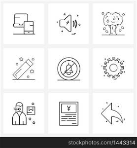 9 Universal Icons Pixel Perfect Symbols of disable, alert, tree, tool, design Vector Illustration