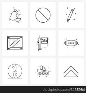 9 Universal Icons Pixel Perfect Symbols of graph, box, forbidden, wooden, education Vector Illustration