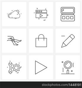 9 Universal Icons Pixel Perfect Symbols of hand, spa, makeup kit, makeup, beauty Vector Illustration