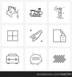 9 Universal Icons Pixel Perfect Symbols of handsaw, item, cylinder, cell, all Vector Illustration