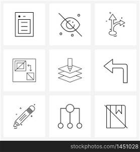 9 Universal Icons Pixel Perfect Symbols of stroke, fill, user, design, traffic Vector Illustration
