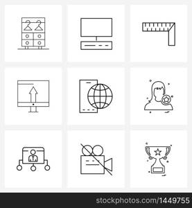 9 Universal Icons Pixel Perfect Symbols of test, experiment, corner, chemistry, led Vector Illustration