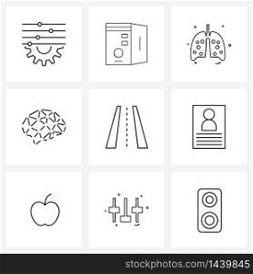9 Universal Line Icon Pixel Perfect Symbols of card, travel, body part, route, crosswalk Vector Illustration
