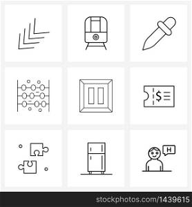 9 Universal Line Icon Pixel Perfect Symbols of development, component, design, abacus, bank Vector Illustration