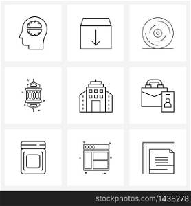 9 Universal Line Icon Pixel Perfect Symbols of enterprise, mandala, event, religion, religion Vector Illustration