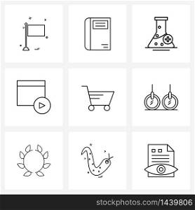 9 Universal Line Icon Pixel Perfect Symbols of web design, seo, contacts, internet, sign Vector Illustration