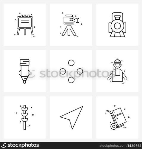 9 Universal Line Icons for Web and Mobile circle, cigarette, train, charger, adapter Vector Illustration