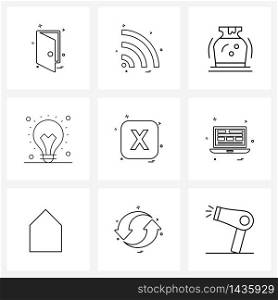 9 Universal Line Icons for Web and Mobile close, web, artist, seo, bulb Vector Illustration