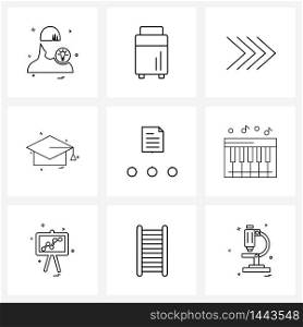 9 Universal Line Icons for Web and Mobile degree, convocation, delivery, right, interface Vector Illustration