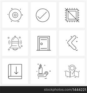 9 Universal Line Icons for Web and Mobile door, service, tick, hotel, disable Vector Illustration