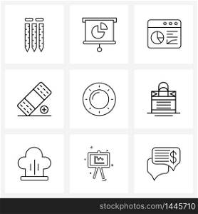 9 Universal Line Icons for Web and Mobile house, sun, page, medical, first aid Vector Illustration
