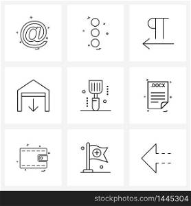 9 Universal Line Icons for Web and Mobile spatula, food, paragraph, cooking, garage Vector Illustration