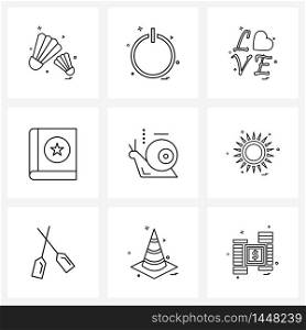 9 Universal Line Icons for Web and Mobile stare, close, switch, book, valentine&rsquo;s day Vector Illustration