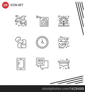 9 Universal Outlines Set for Web and Mobile Applications call, science, station, puzzle, idea Editable Vector Design Elements