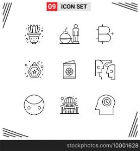 9 Universal Outlines Set for Web and Mobile Applications card, spray, add, perfume, plus Editable Vector Design Elements