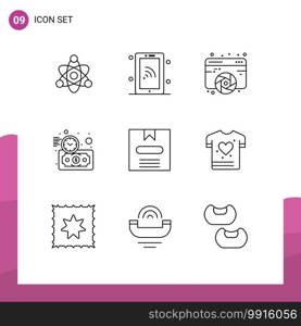 9 Universal Outlines Set for Web and Mobile Applications commerce, time, designing, money, budget estimate Editable Vector Design Elements