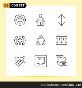 9 Universal Outlines Set for Web and Mobile Applications flow, tree, judgment, leaf, scale Editable Vector Design Elements