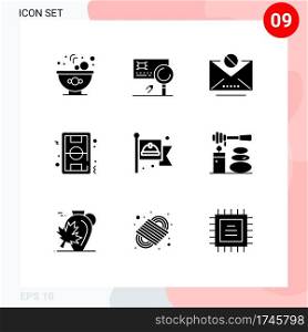 9 Universal Solid Glyph Signs Symbols of communist, soccer, email, ground, football Editable Vector Design Elements