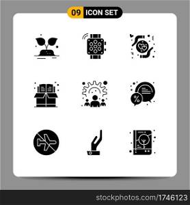 9 Universal Solid Glyph Signs Symbols of community, box, care, education, book Editable Vector Design Elements