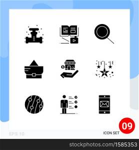 9 Universal Solid Glyph Signs Symbols of dollar, safe, education, business, fashion Editable Vector Design Elements