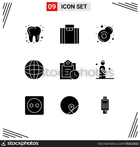 9 Universal Solid Glyph Signs Symbols of man, todo, fry, tasks, multimedia Editable Vector Design Elements