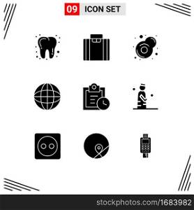 9 Universal Solid Glyph Signs Symbols of man, todo, fry, tasks, multimedia Editable Vector Design Elements