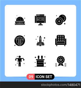 9 Universal Solid Glyph Signs Symbols of web, text, cash, photo, money Editable Vector Design Elements