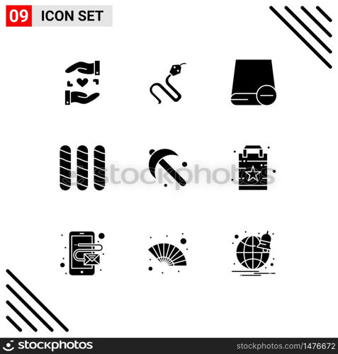 9 Universal Solid Glyphs Set for Web and Mobile Applications gardening, loaf, computers, french, hardware Editable Vector Design Elements