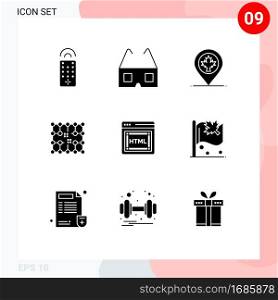 9 Universal Solid Glyphs Set for Web and Mobile Applications seo, coding, canada, material, electricity Editable Vector Design Elements