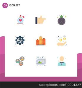 9 User Interface Flat Color Pack of modern Signs and Symbols of business, building, vote, setting, business Editable Vector Design Elements