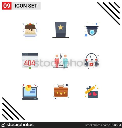 9 User Interface Flat Color Pack of modern Signs and Symbols of patient, dna, cam, web, computer Editable Vector Design Elements