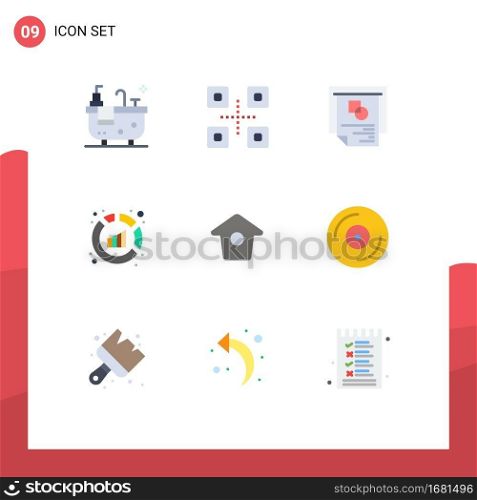 9 User Interface Flat Color Pack of modern Signs and Symbols of twitter, birdhouse, layout, analysis, report Editable Vector Design Elements