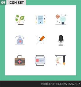 9 User Interface Flat Color Pack of modern Signs and Symbols of plumber, makeup, artificial intelligence, fragrance, machine learning Editable Vector Design Elements