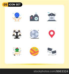 9 User Interface Flat Color Pack of modern Signs and Symbols of education, cupcake, photography, cooking, gdpr Editable Vector Design Elements