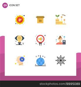 9 User Interface Flat Color Pack of modern Signs and Symbols of idea, eye, product, business, investment Editable Vector Design Elements
