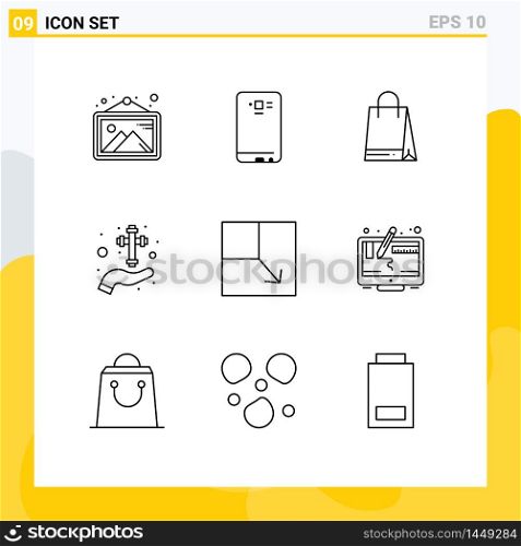 9 User Interface Outline Pack of modern Signs and Symbols of expand, christian, camera, celebration, care Editable Vector Design Elements