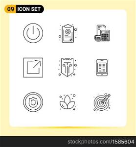 9 User Interface Outline Pack of modern Signs and Symbols of export, calculator, medical, savings, business Editable Vector Design Elements