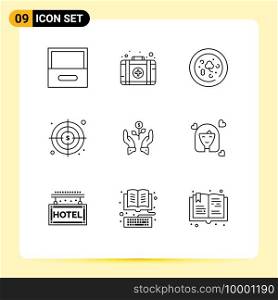 9 User Interface Outline Pack of modern Signs and Symbols of plant, growing, drink, grow, growth Editable Vector Design Elements