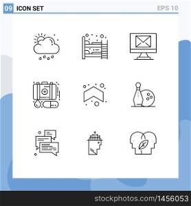 9 User Interface Outline Pack of modern Signs and Symbols of up, arrow, compose, medicine, emergency Editable Vector Design Elements