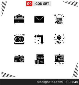 9 User Interface Solid Glyph Pack of modern Signs and Symbols of down, arrows, bucket, arrow, plate Editable Vector Design Elements