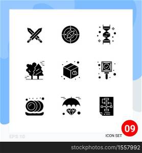 9 User Interface Solid Glyph Pack of modern Signs and Symbols of scandinavia, canada, chromosome, arctic, genome Editable Vector Design Elements