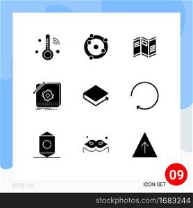9 User Interface Solid Glyph Pack of modern Signs and Symbols of coin, application, newspaper, logo, design Editable Vector Design Elements