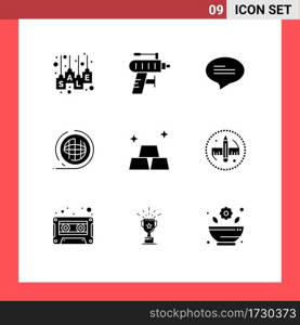 9 User Interface Solid Glyph Pack of modern Signs and Symbols of finance, shaping, drilling, planet, earth Editable Vector Design Elements